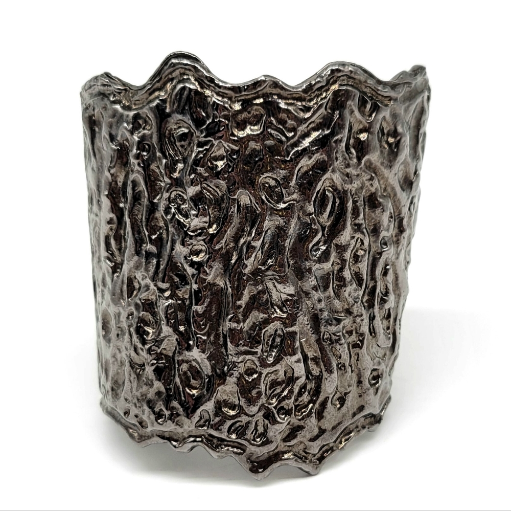 Oscar de la Renta Gunmetal Bold Chunky Molten Lave Statement Cuff Bracelet